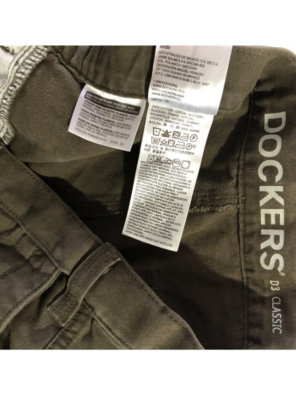 Dockers Pants Mens Waist 36 Green Canvas D3 Classic Utility Cargo Pocket - Picture 7 of 7